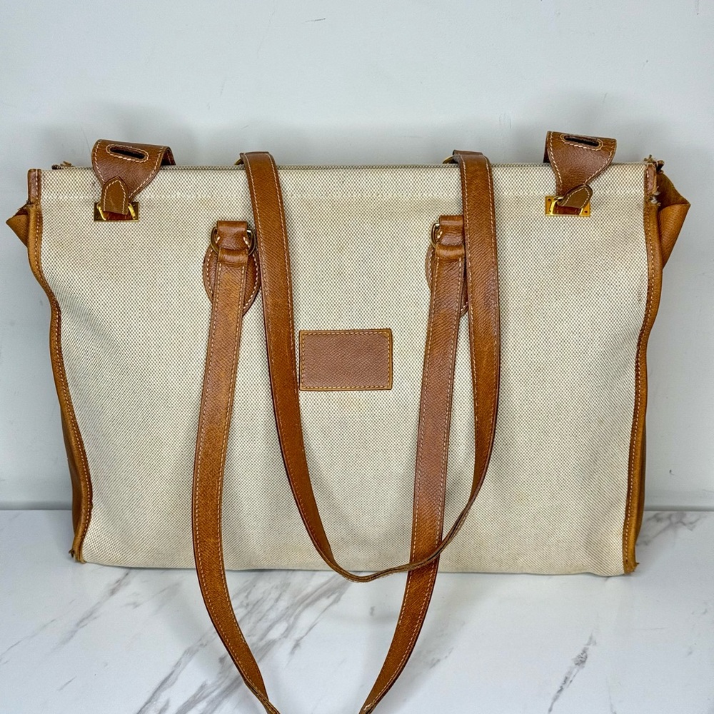 Vintage Hermes Kaba Tote Toile with Leather 40